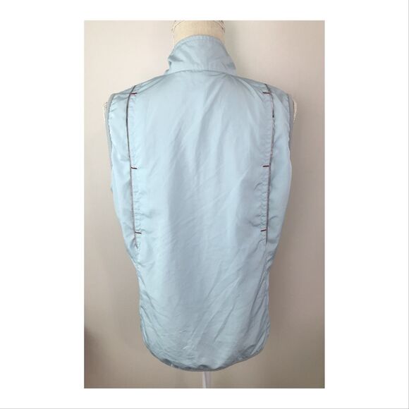 New Balance Womens Windbreaker Vest Medium Vented Training Zip Pockets Blue Red - Picture 4 of 12